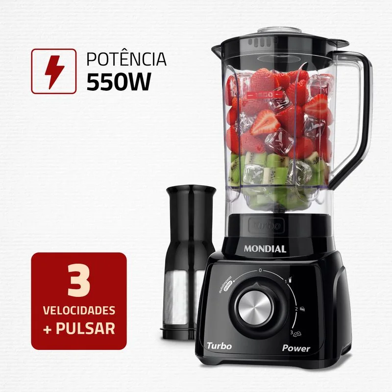 Liquidificador Mondial Turbo Power L-99-FB em outro ângulo