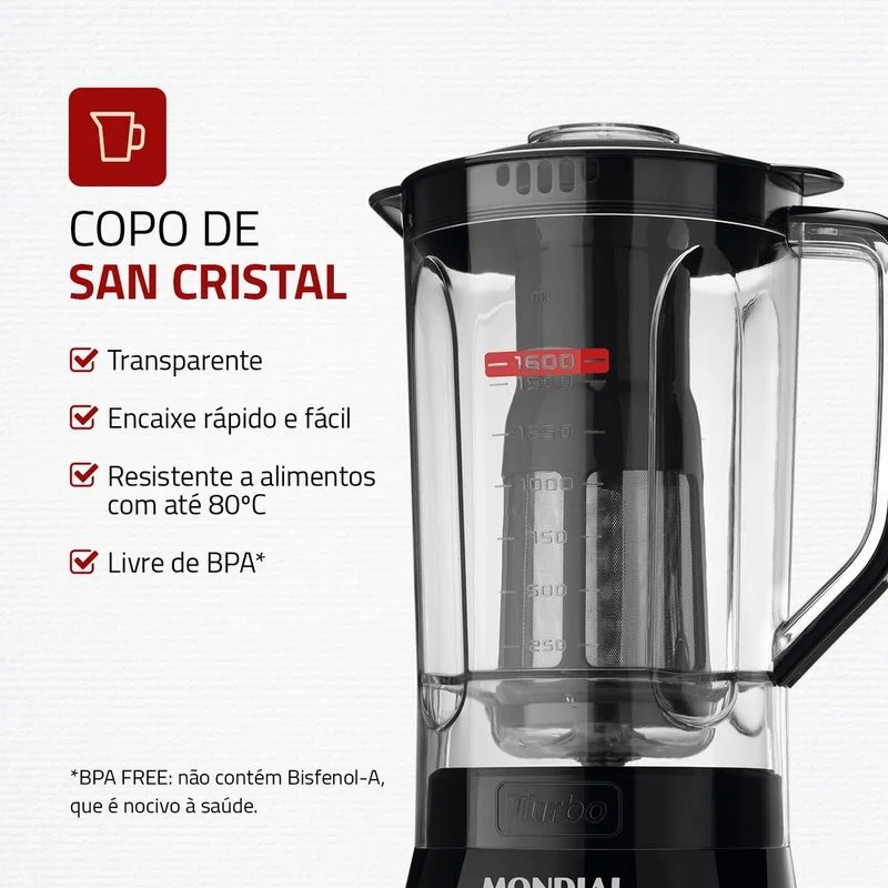 Liquidificador Mondial com filtro inox